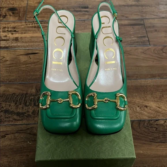 Brand New! Gucci Green Heels with Horsebit Detail - Picture 1 of 4